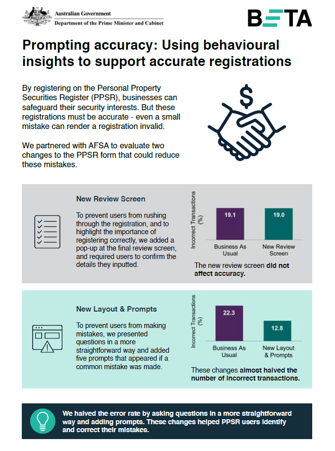 Prompting accuracy: Using behavioural insights to support accurate registrations