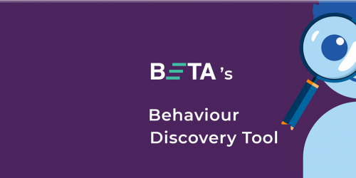 Purple background, Text BETA's Behaviour Tool 